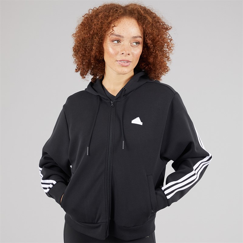 adidas Womens Future Icons 3-Stripes Full Zip Hoodie Black