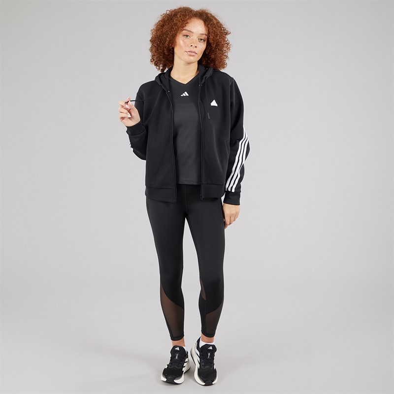 adidas Womens Future Icons 3-Stripes Full Zip Hoodie Black