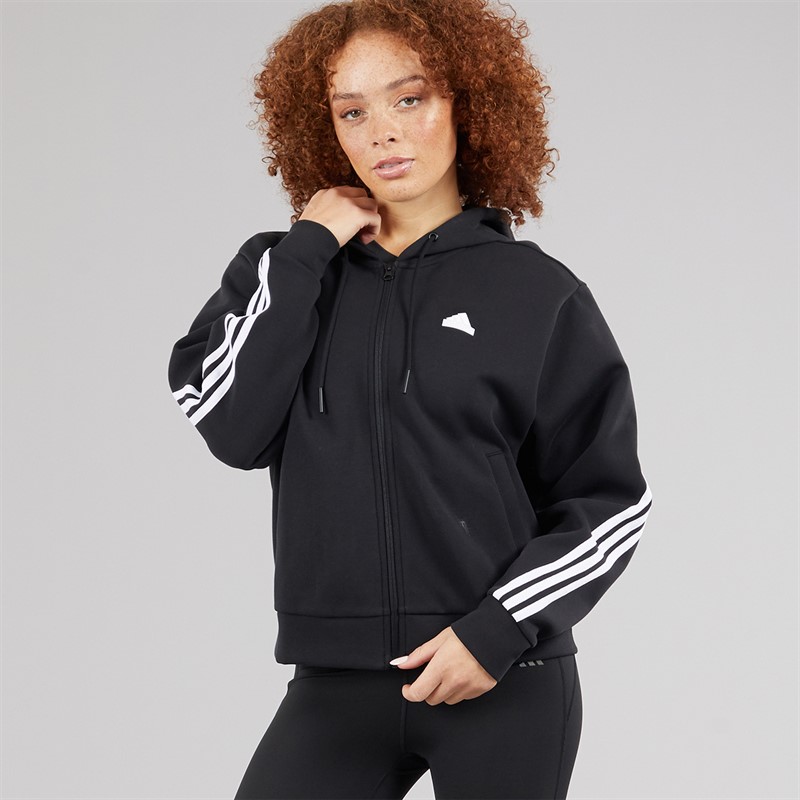adidas Womens Future Icons 3-Stripes Full Zip Hoodie Black