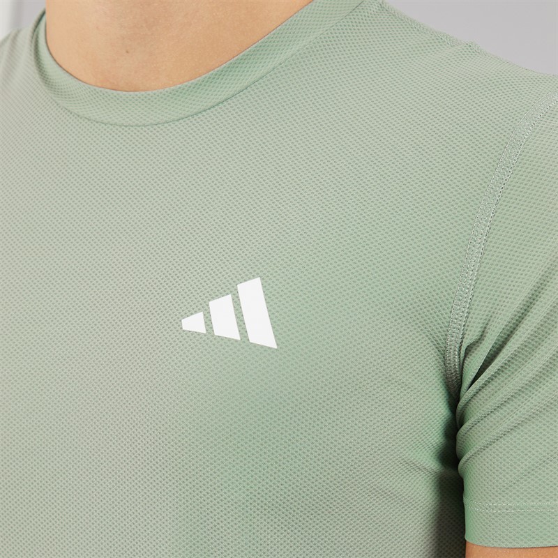 adidas Mens Own The Run Running T-Shirt Silver Green