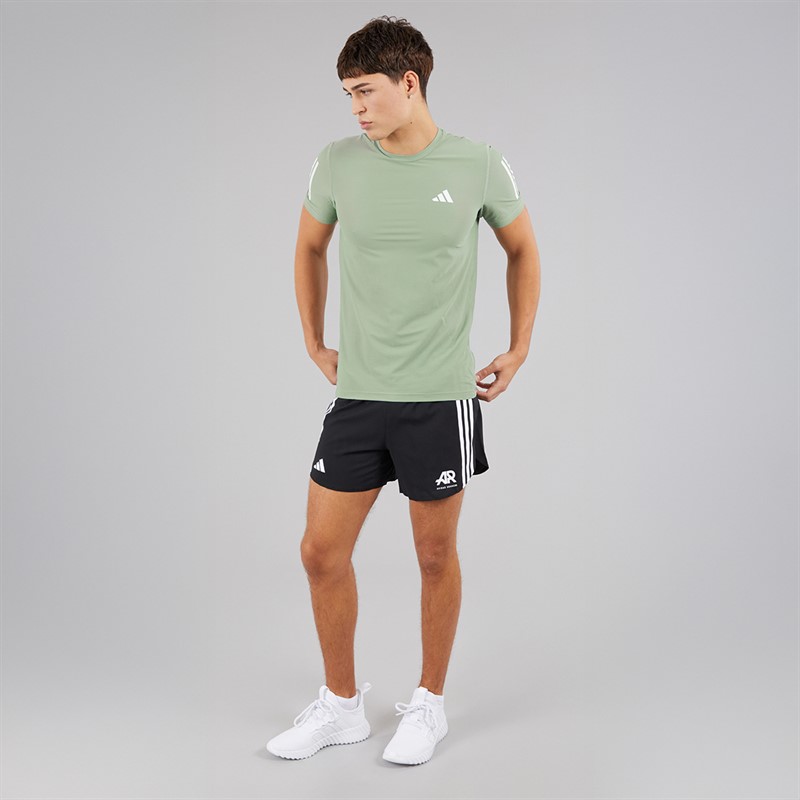 adidas Mens Own The Run Running T-Shirt Silver Green