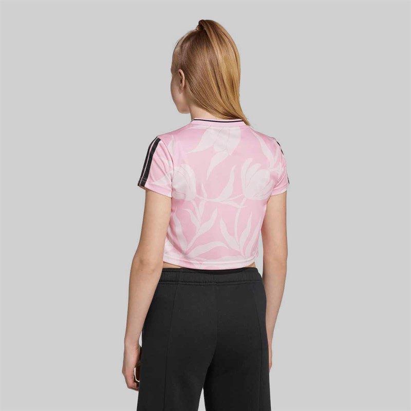 adidas Junior Girls House Of Tiro Colours Of Football Cropped T-Shirt True Pink/Black