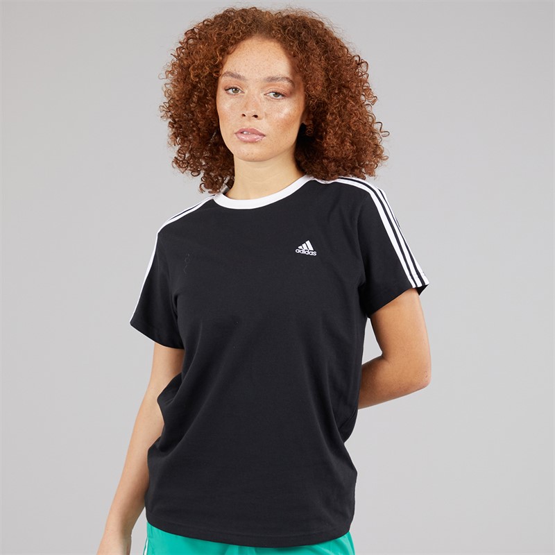 adidas Womens Essentials 3-Stripes T-Shirt Black/White