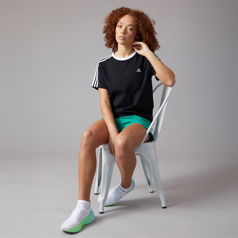 adidas Womens Essentials 3-Stripes T-Shirt Black/White