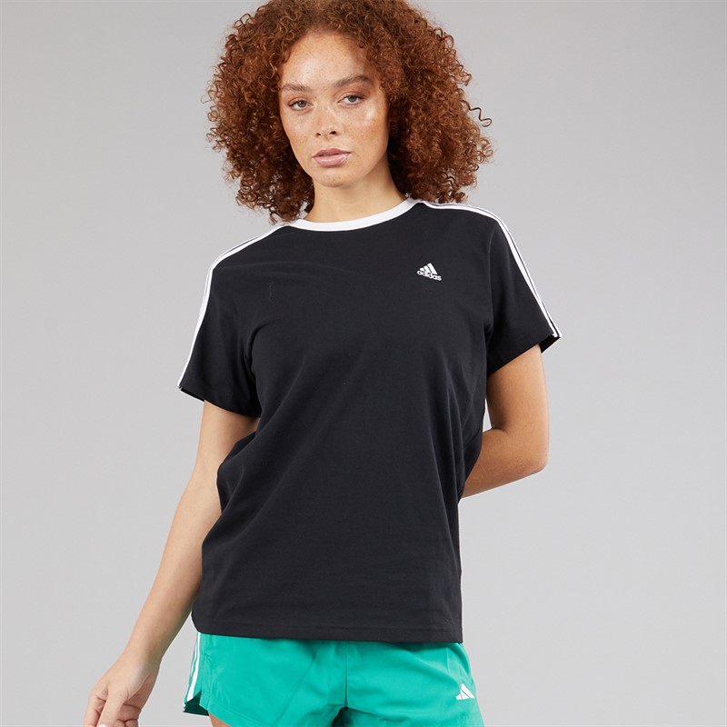adidas Womens Essentials 3-Stripes T-Shirt Black/White