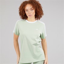 adidas Womens Essentials 3-Stripes T-Shirt Linen Green