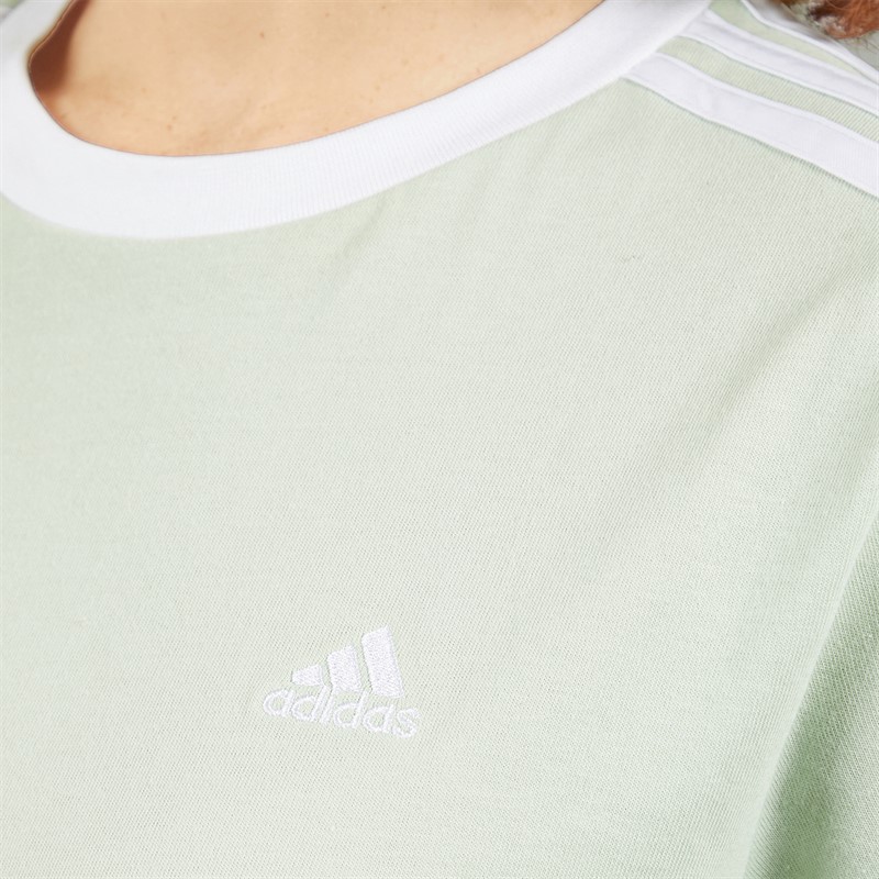 adidas Womens Essentials 3-Stripes T-Shirt Linen Green