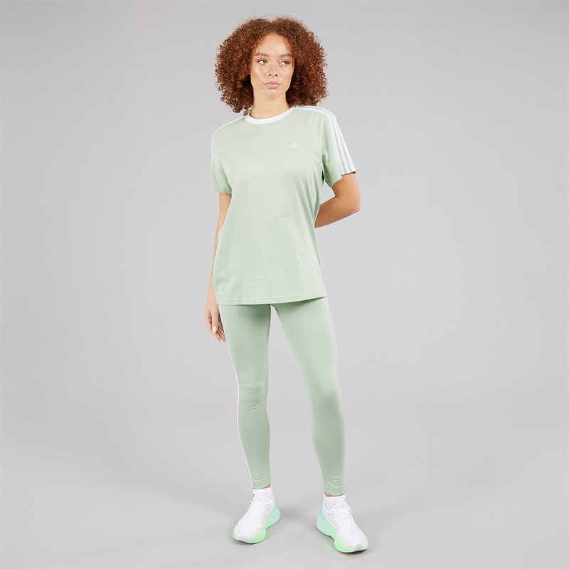 adidas Womens Essentials 3-Stripes T-Shirt Linen Green