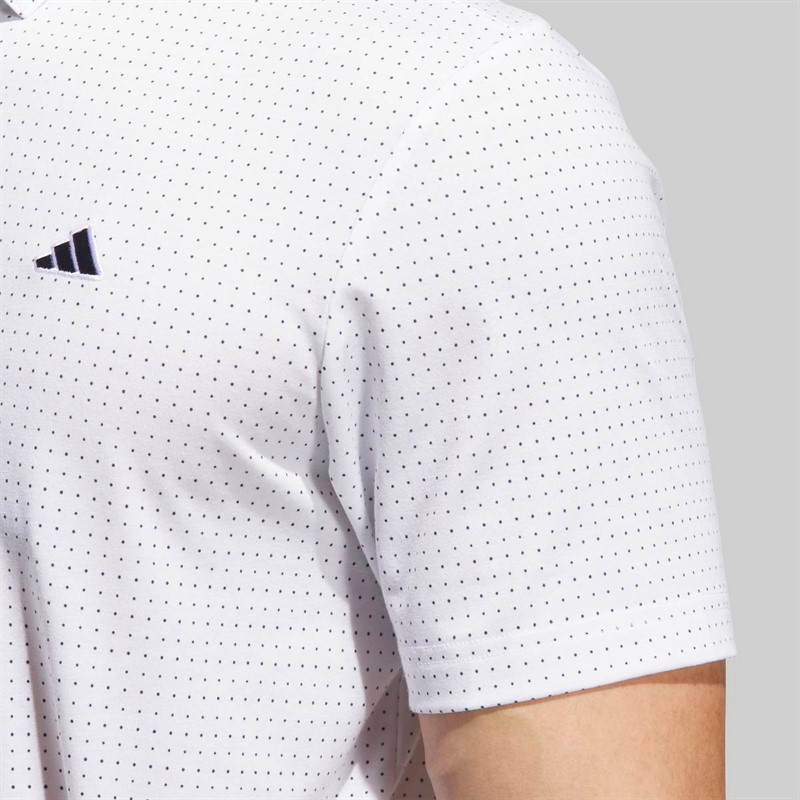 adidas Mens Go To Rise Print Golf Polo Shirt White