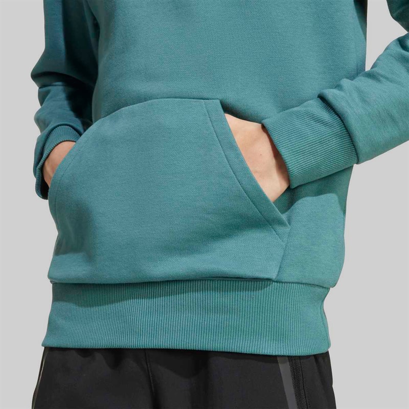 adidas Junior Boys Slogan Fleece Hoodie Preloved Teal