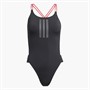 adidas Womens Ripstream 3-Stripes X-Back Swimsuit Black/Pure Ruby