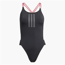 adidas Womens Ripstream 3-Stripes X-Back Swimsuit Black/Pure Ruby