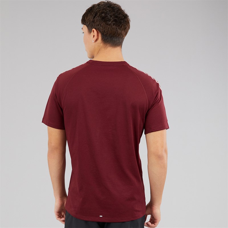 adidas Mens Own The Run 3-Stripes Running T-Shirt Shadow Red