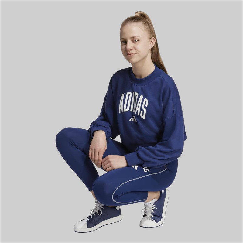 adidas Junior Girls Seasonals Essentials Collegiate Logo Sweatshirt Dark Blue/White