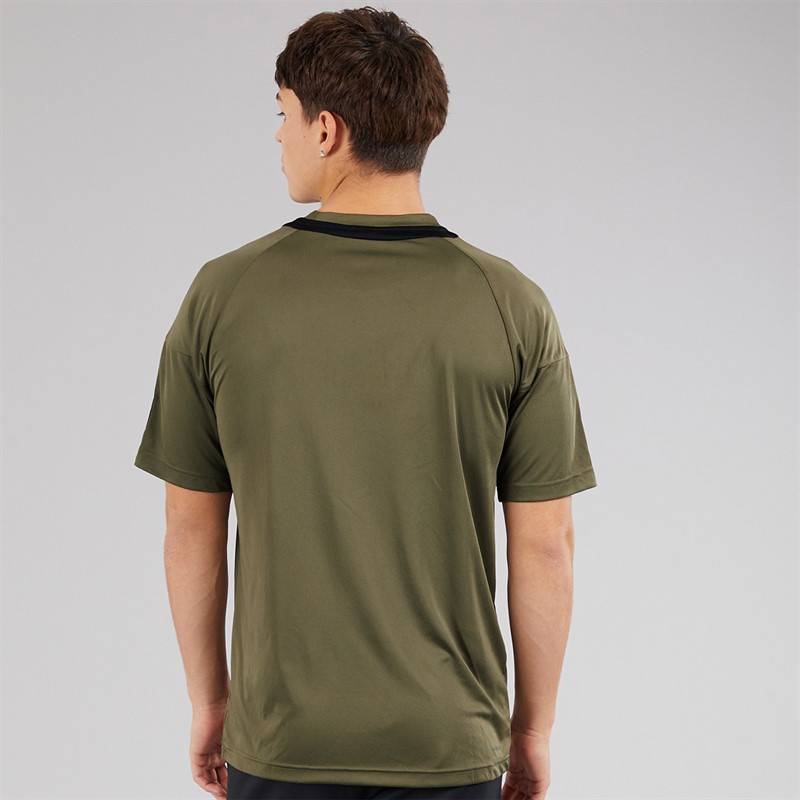 adidas Mens AEROREADY Sereno 3-Stripes T-Shirt Olive Strata/Black