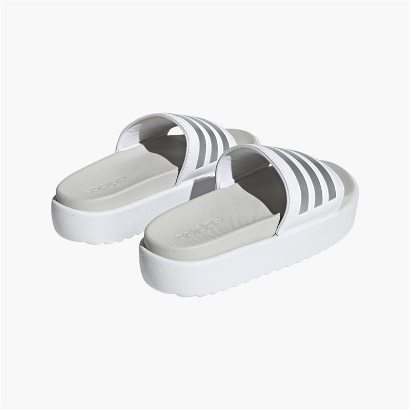 adidas Womens Adilette Platform Sliders Cloud White/Zero Metalic/Grey One