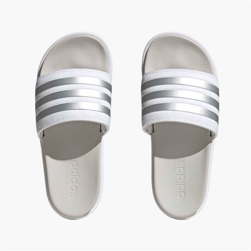 adidas Womens Adilette Platform Sliders Cloud White/Zero Metalic/Grey One