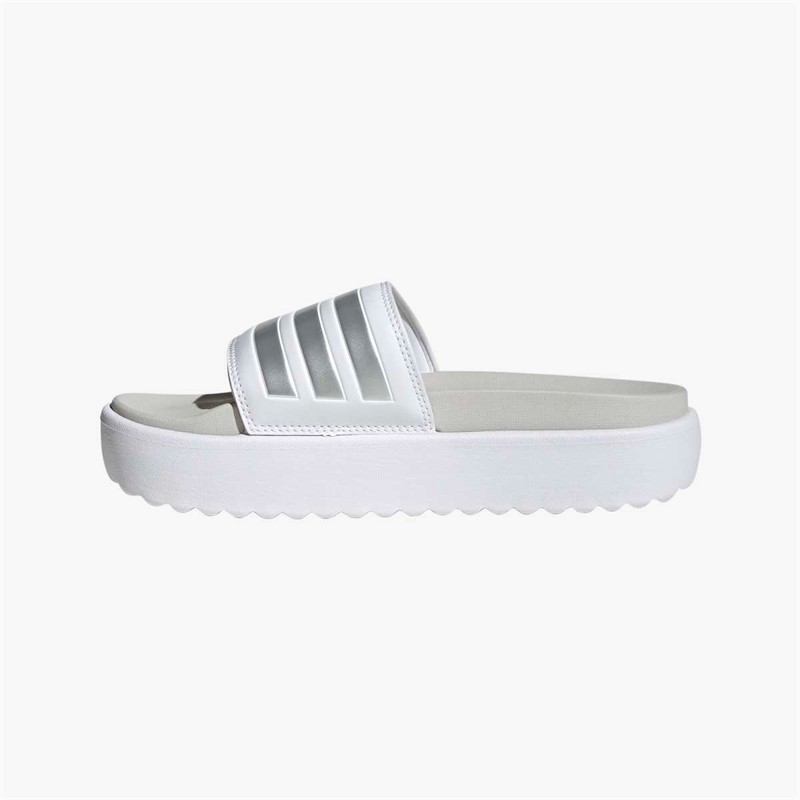 adidas Womens Adilette Platform Sliders Cloud White/Zero Metalic/Grey One