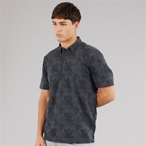 adidas Mens Go To Printed Golf Polo Shirt Carbon/Black