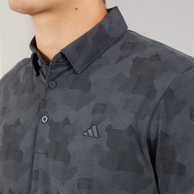 adidas Mens Go To Printed Golf Polo Shirt Carbon/Black