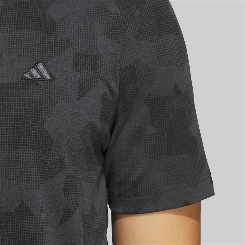 adidas Mens Go To Printed Golf Polo Shirt Carbon/Black
