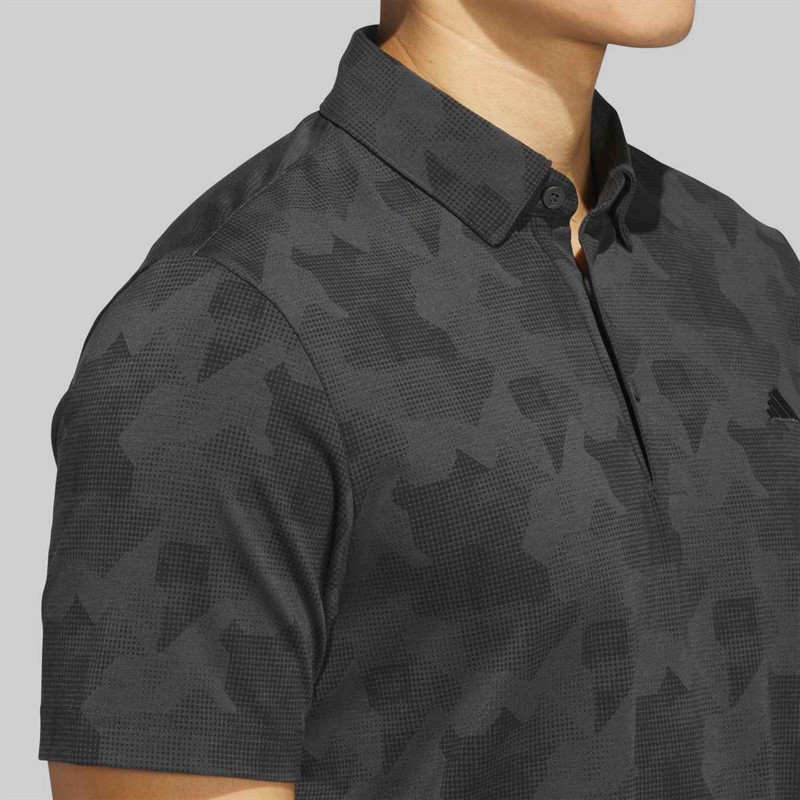 adidas Mens Go To Printed Golf Polo Shirt Carbon/Black