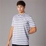 adidas Mens Two Colour Striped Golf Polo Shirt Grey Heather/White
