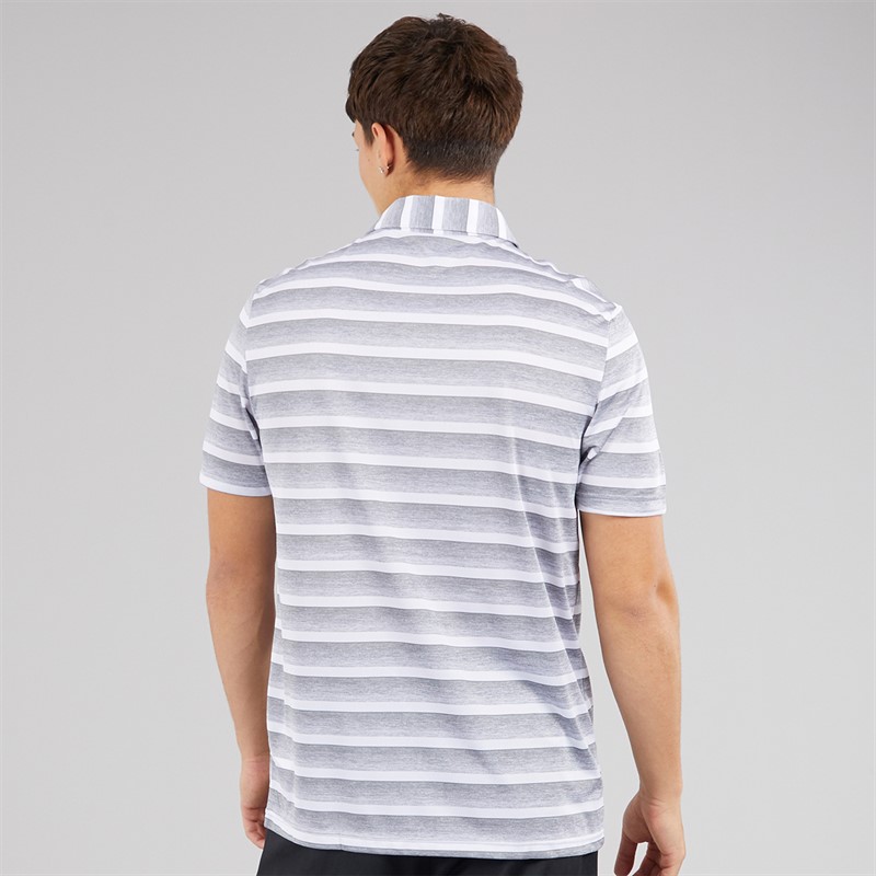 adidas Mens Two Colour Striped Golf Polo Shirt Grey Heather/White