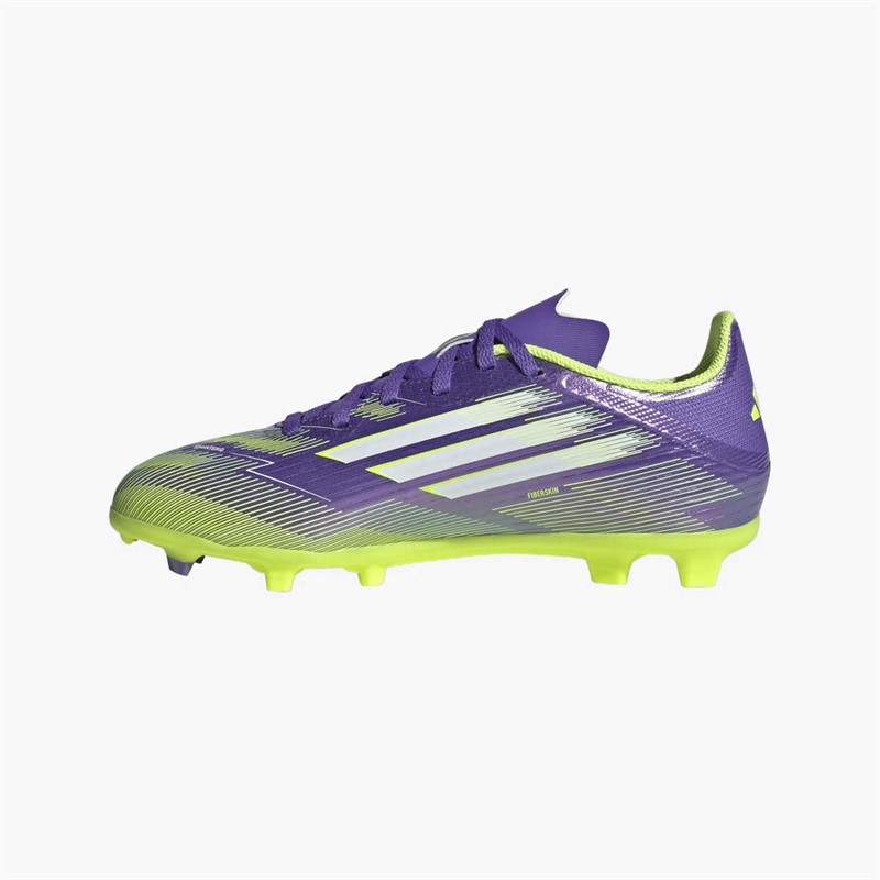 adidas Junior F50 League Radiant Blaze Pack FG/MG Firm/Multi Ground Football Boots Purple Rush/Cloud White/Lucid Lemon