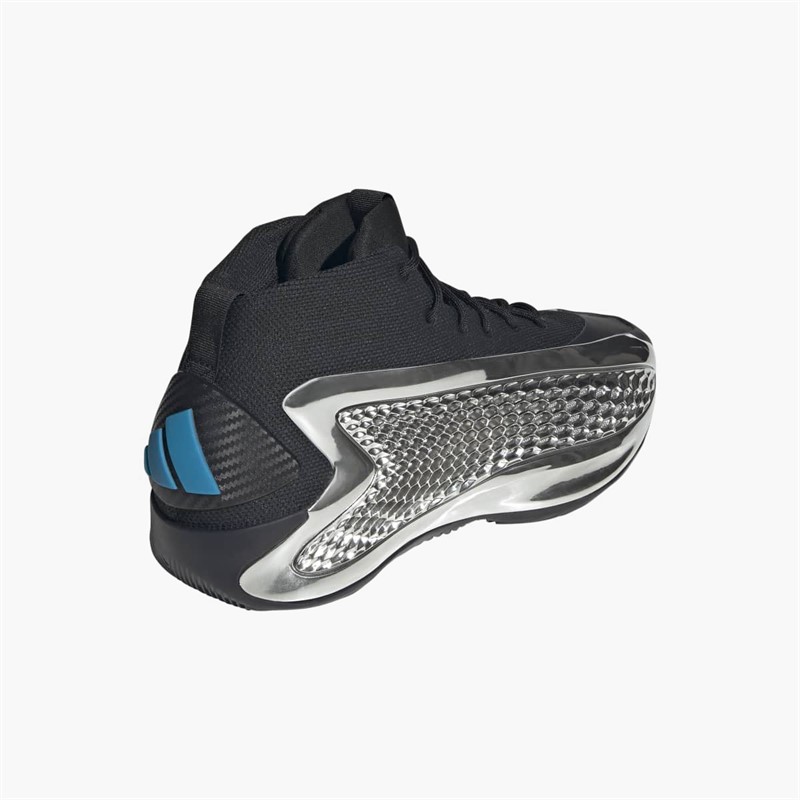 adidas Mens Anthony Edwards 1 Mid ' Chrome' Basketball Shoes Core Black/Silver Metallic/Core Black