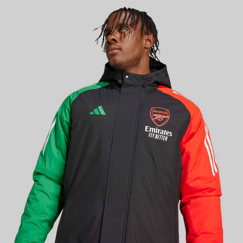 adidas Mens AFC Arsenal FC 24/25 Tiro 24 European Stadium Parka Jacket Black