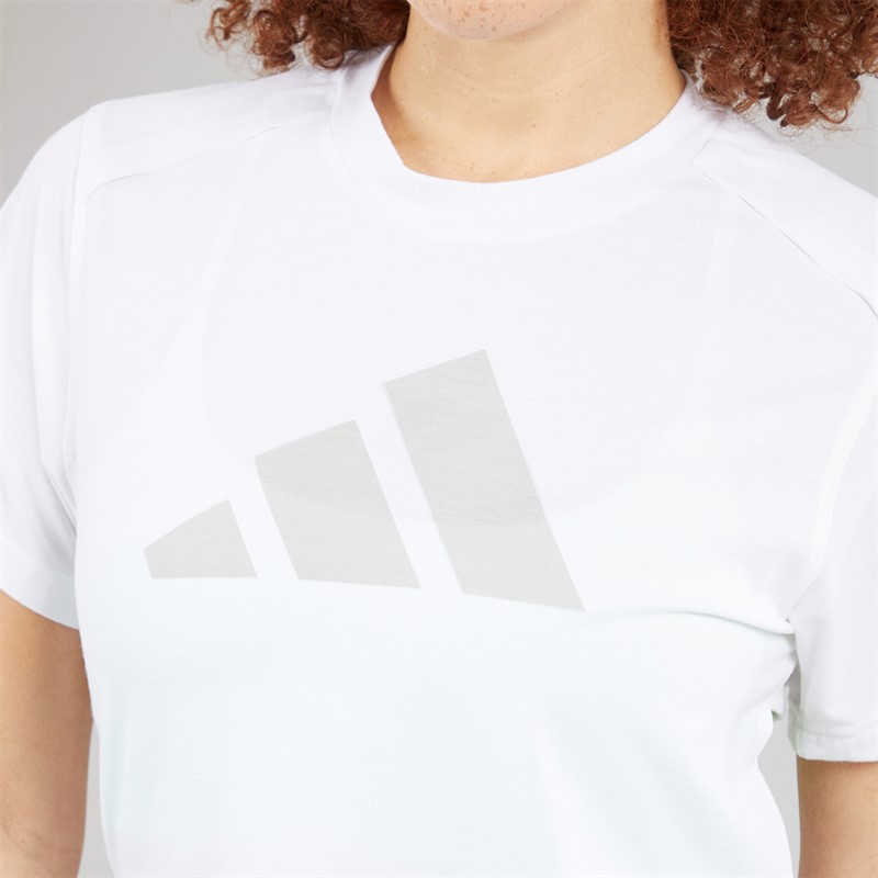 adidas Womens Primelift Performance Big Logo T-Shirt White