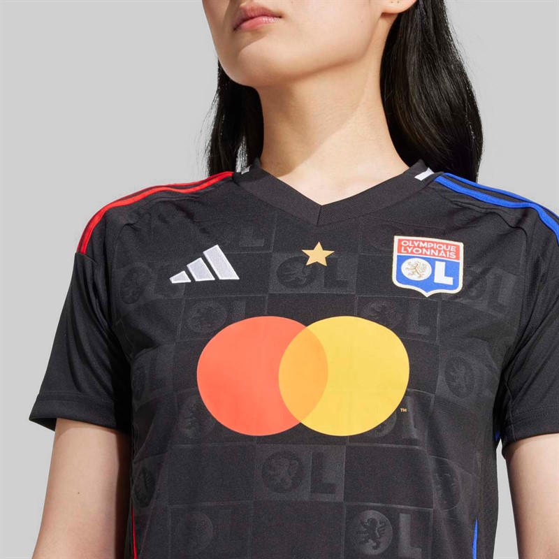 adidas Womens OL Olympique Lyon 24/25 Away Jersey Black