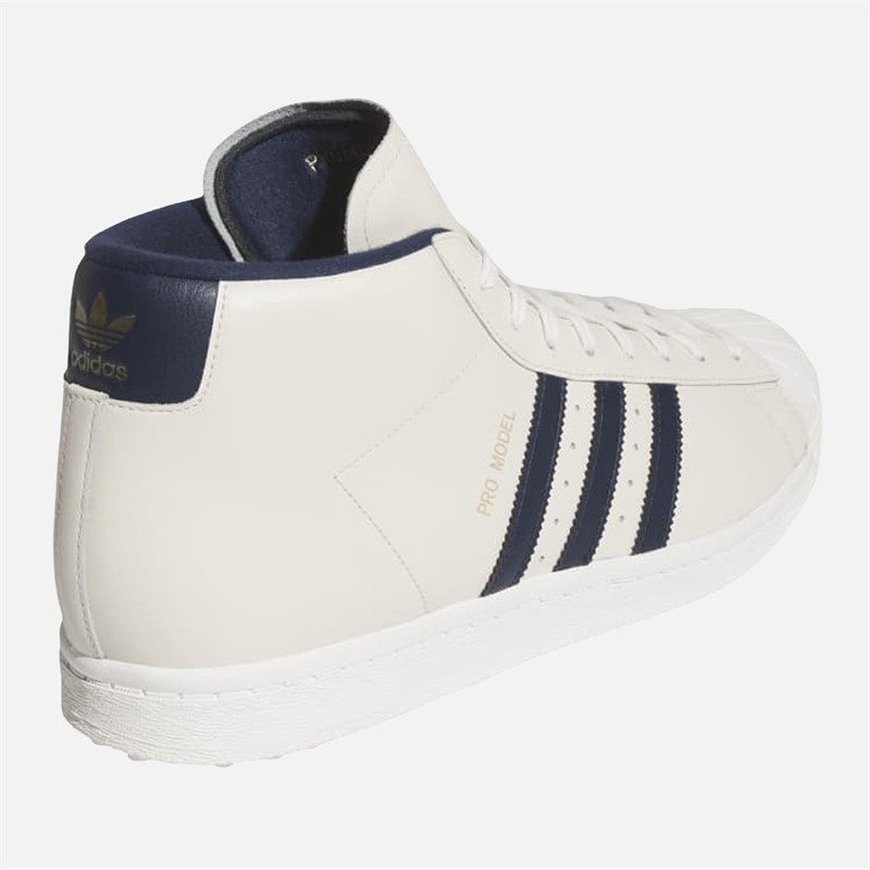 adidas Mens Pro Model Mid Spikeless Golf Shoes Chalk White/Night Indigo/Gold Metallic