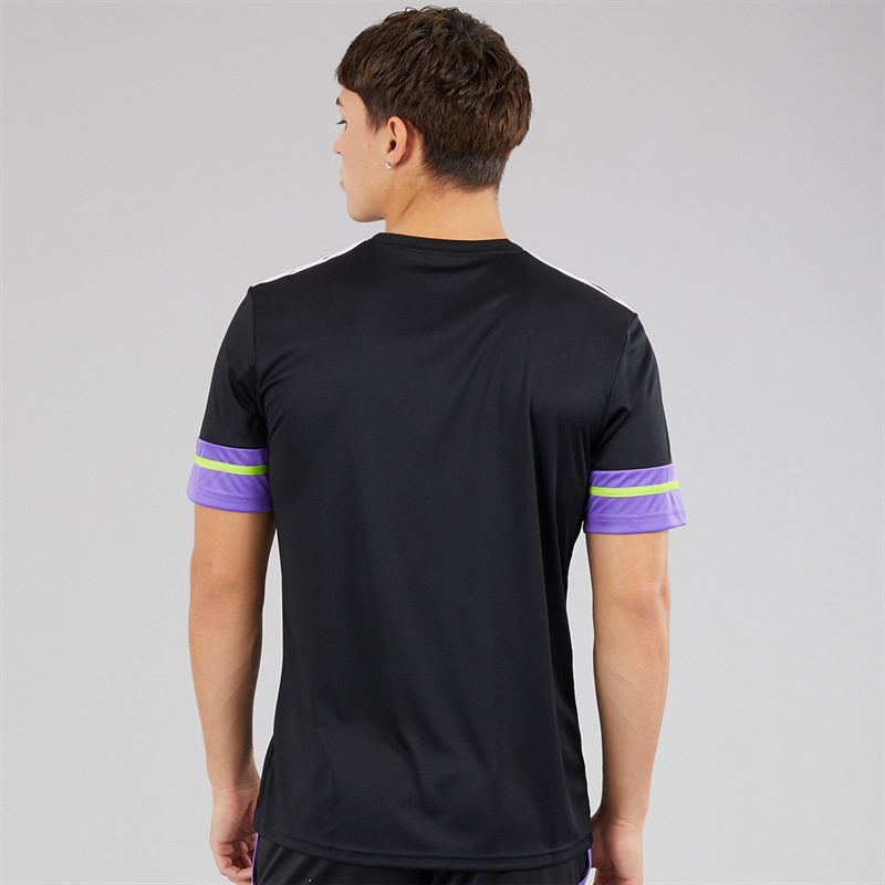 adidas Mens Squadra 25 T-Shirt Black/Purple Rush/Semi Solar Slime