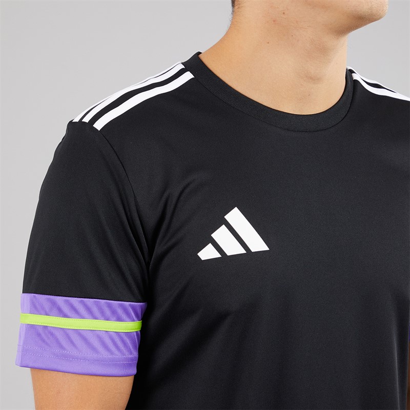 adidas Mens Squadra 25 T-Shirt Black/Purple Rush/Semi Solar Slime