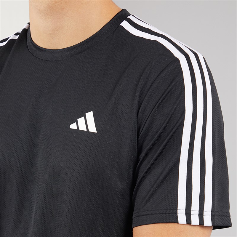 adidas Mens Train Essentials 3-Stripes Training T-Shirt Black/White