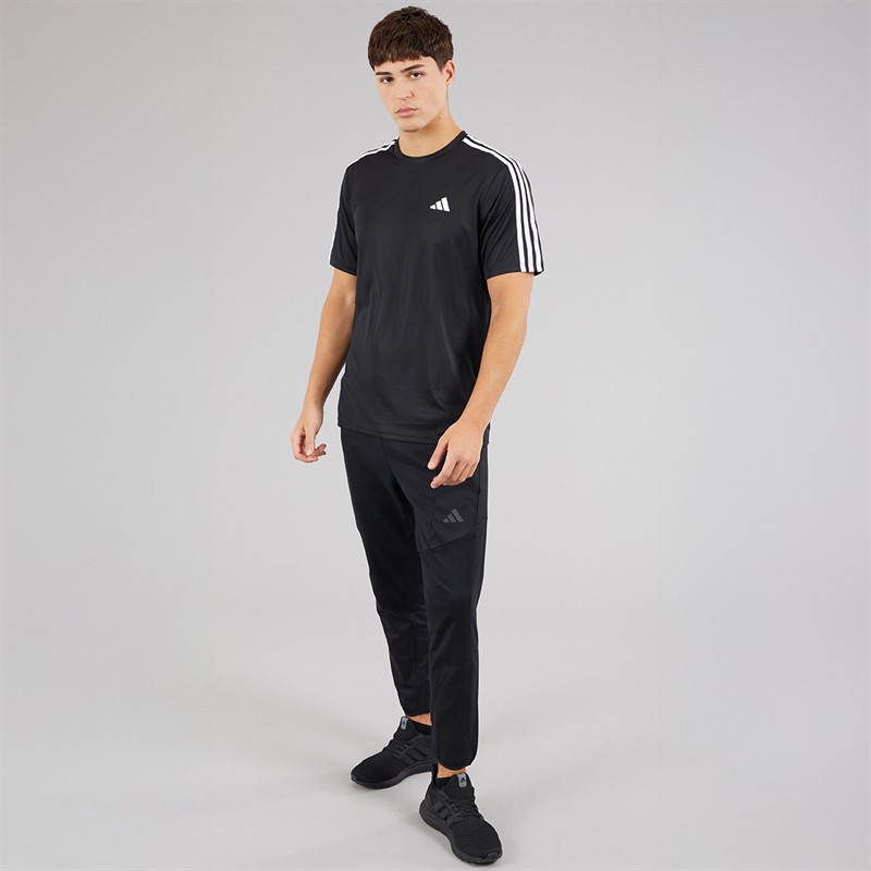 adidas Mens Train Essentials 3-Stripes Training T-Shirt Black/White