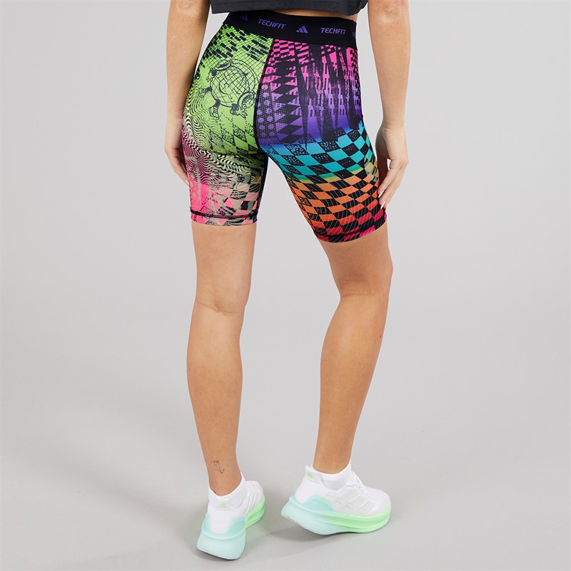 adidas Womens X Jeremy Scott Biker Shorts Acid Yellow/Semi Lucid Fuchsia/Active Purple