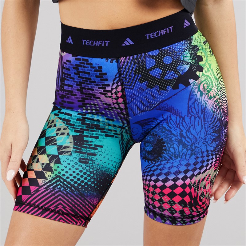 adidas Womens X Jeremy Scott Biker Shorts Acid Yellow/Semi Lucid Fuchsia/Active Purple
