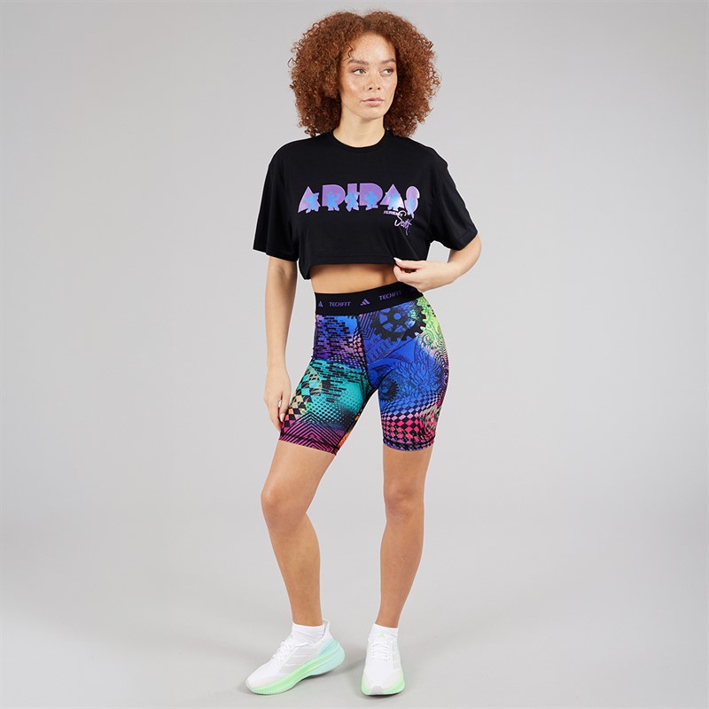 adidas Womens X Jeremy Scott Biker Shorts Acid Yellow/Semi Lucid Fuchsia/Active Purple