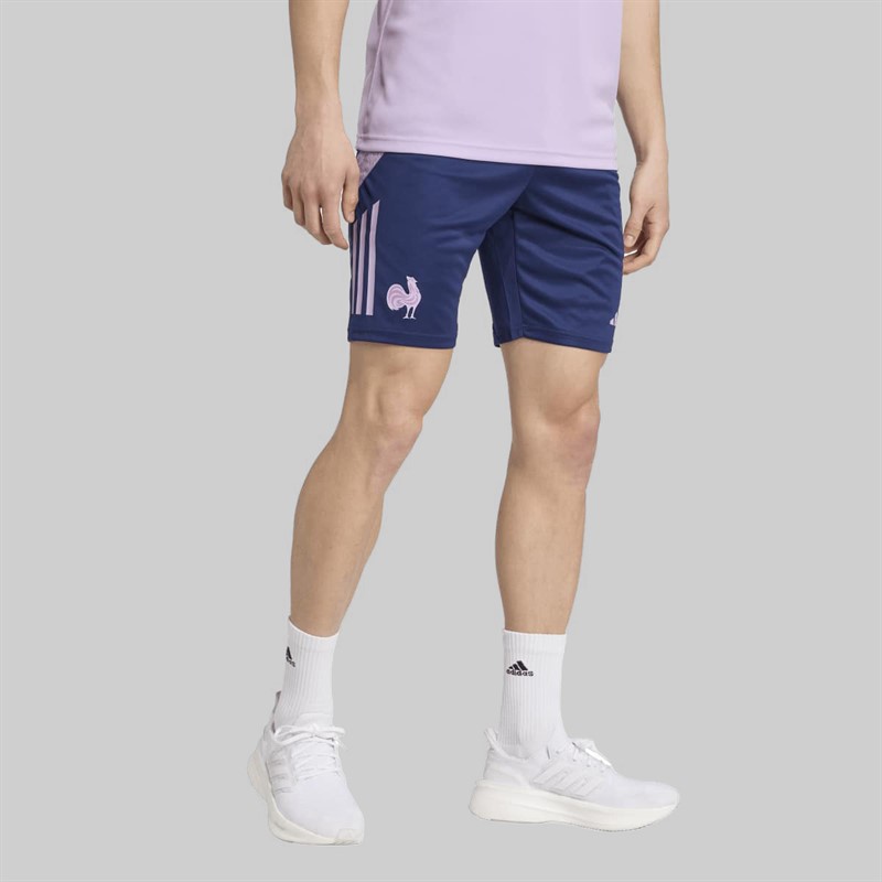 adidas Mens FFR France Rugby Gym Shorts Dark Blue
