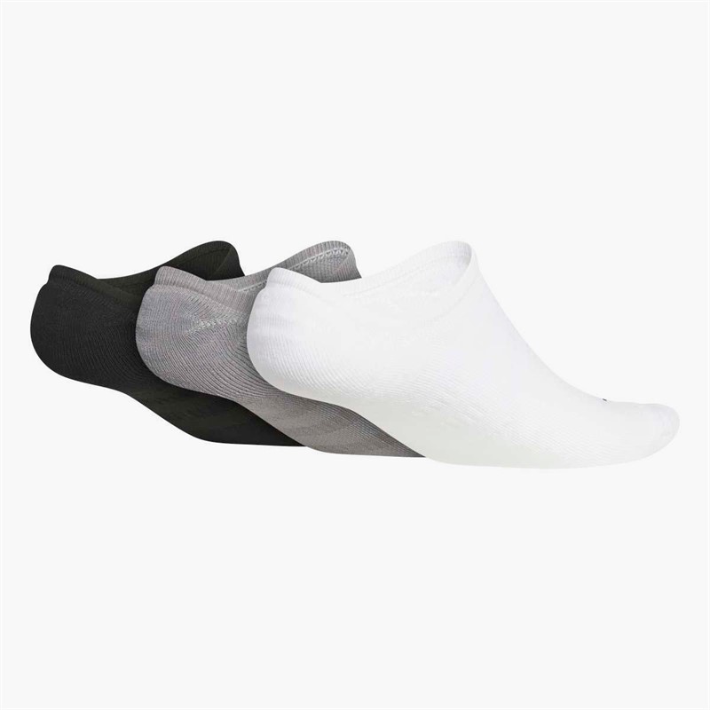 adidas Mens Golf Three Pack No Show Socks White/Grey Heather/Black