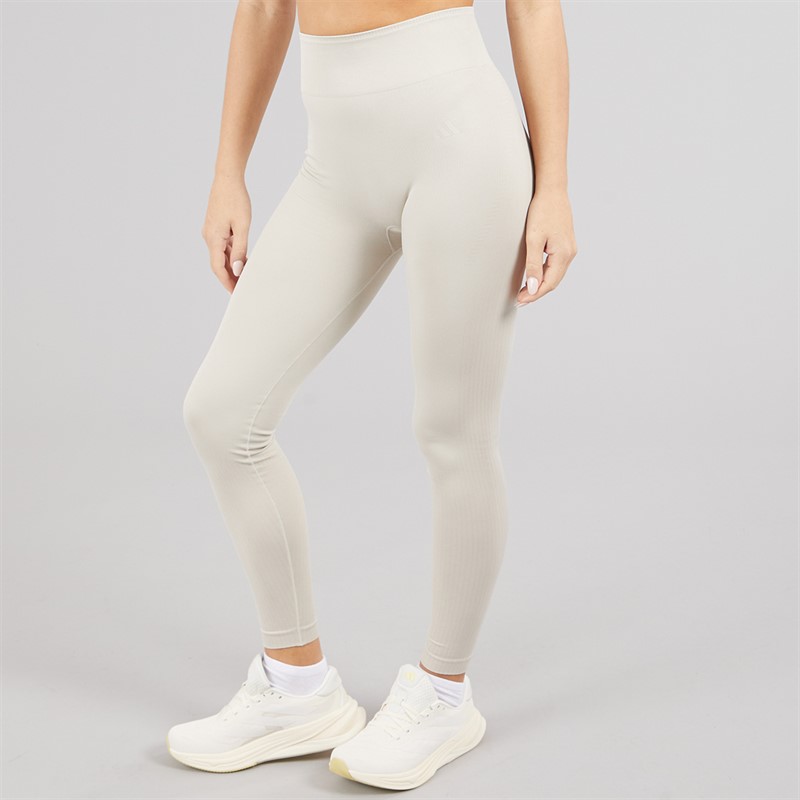 adidas Womens Workout Essentials Full Length Knit Leggings Beige