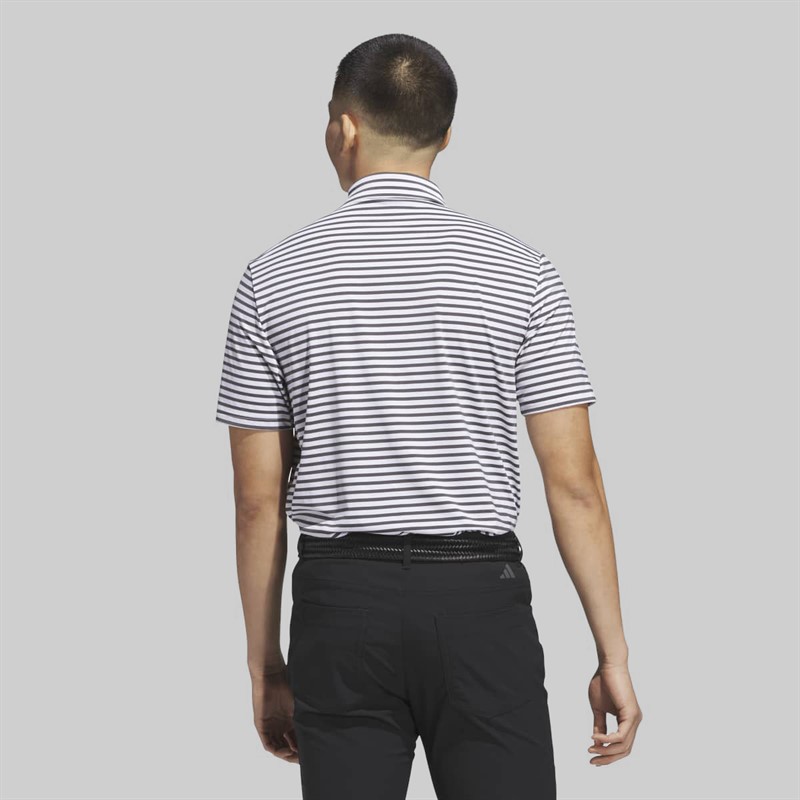 adidas Mens Ultimate 365 Striped Golf Polo Shirt White/Grey