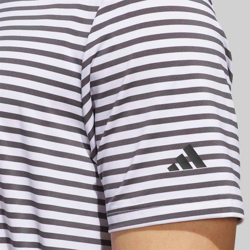 adidas Mens Ultimate 365 Striped Golf Polo Shirt White/Grey