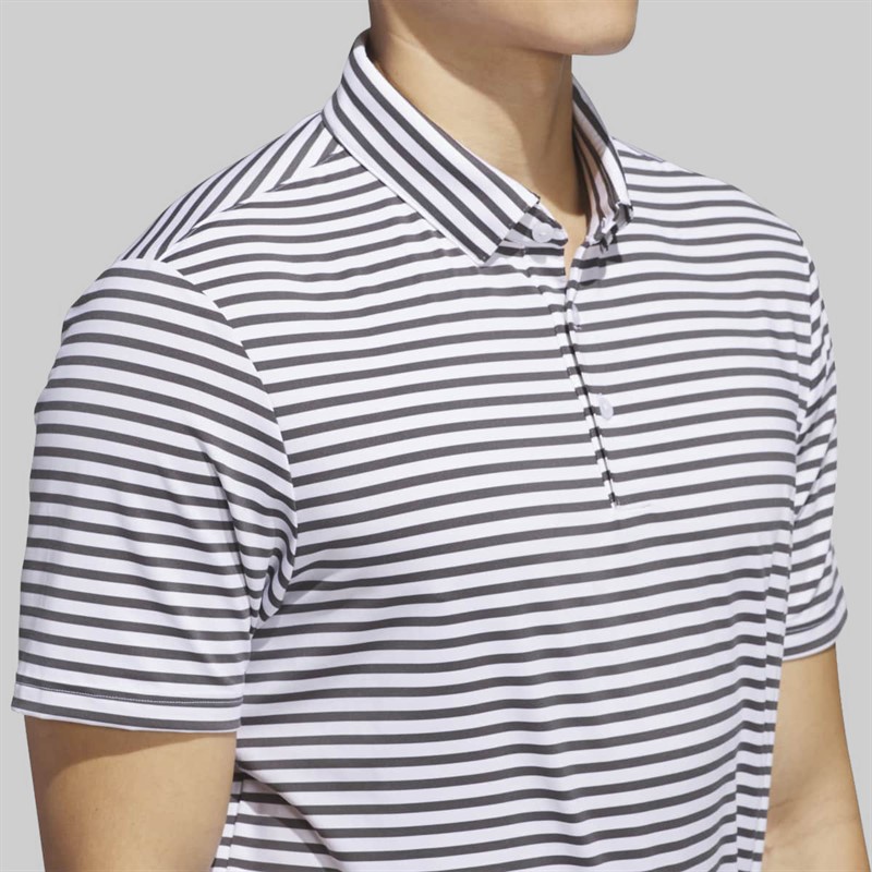 adidas Mens Ultimate 365 Striped Golf Polo Shirt White/Grey