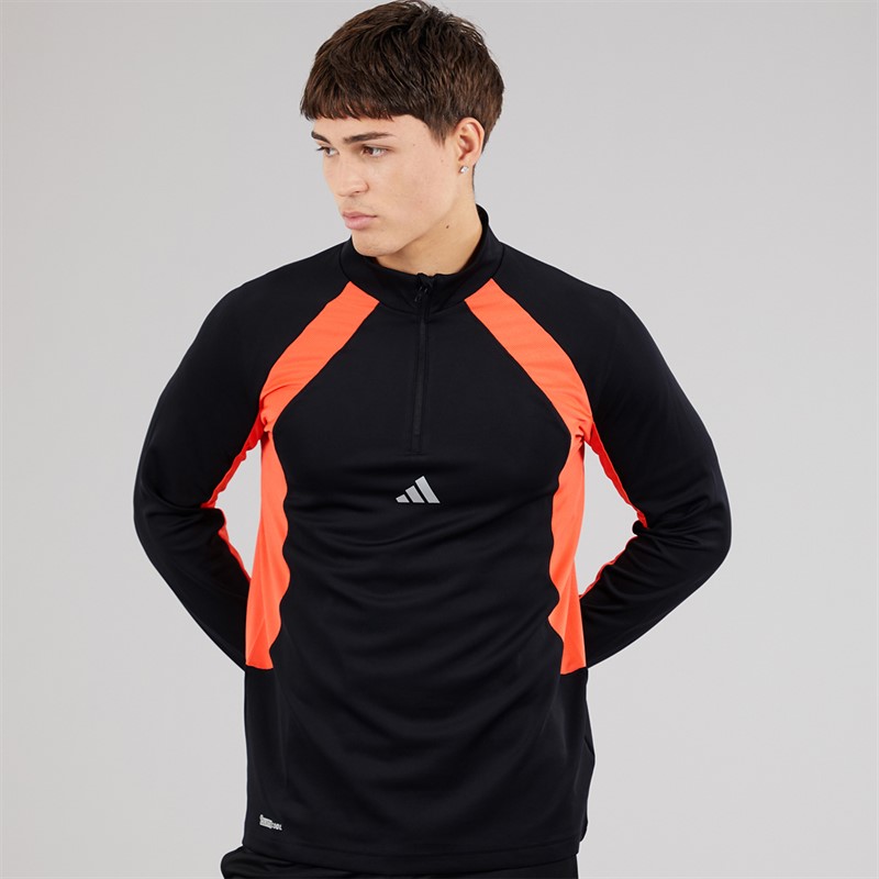 adidas Mens Tech Apparel 1/4 Zip Training Top Black/Easy Coral