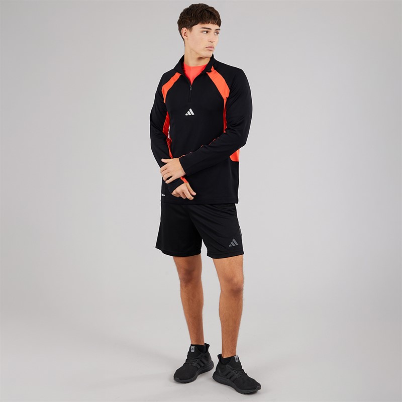 adidas Mens Tech Apparel 1/4 Zip Training Top Black/Easy Coral