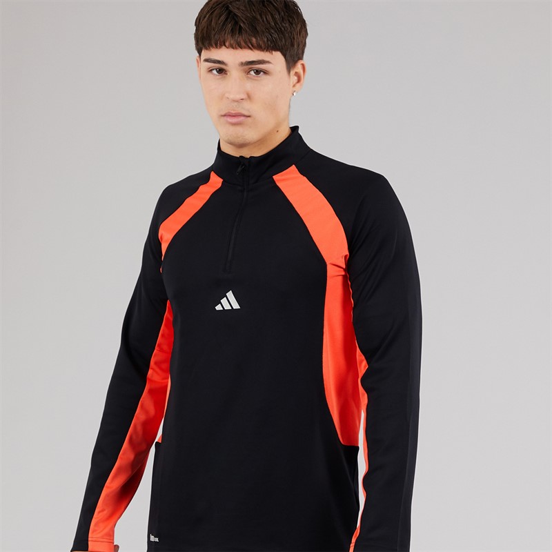 adidas Mens Tech Apparel 1/4 Zip Training Top Black/Easy Coral